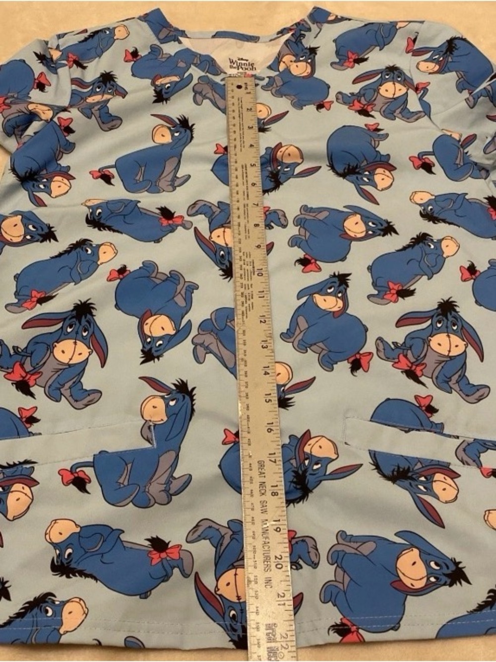 Disney Light Blue Eeyore Print Scrub Top - Picture 13 of 14